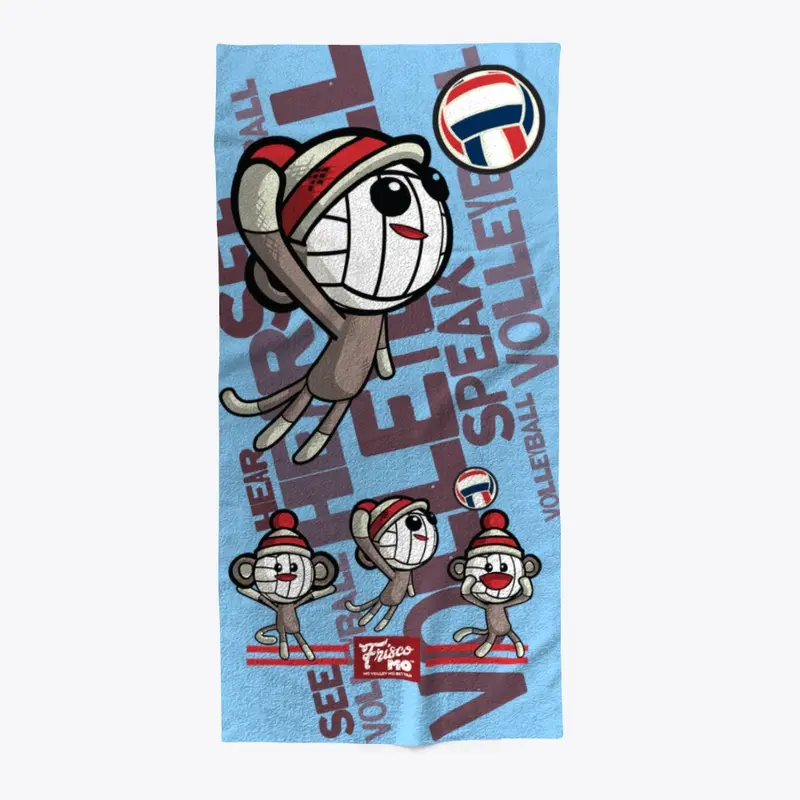 Volleyball Sock Monkey Beach Towel