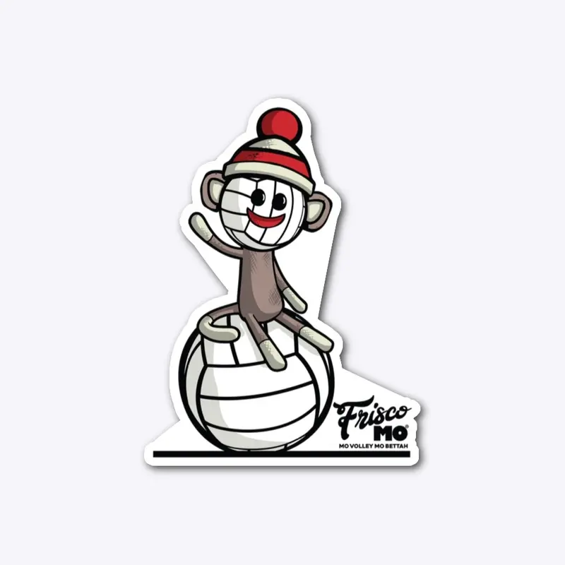 Say Hi Volleyball Sock Monkey Sticker